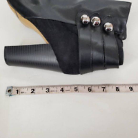 Express Womens Ankle Boots Booties Black Block Heels Studded Side Zipper 10 - Picture 7 of 10